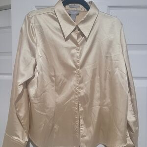 Old Navy satin yellow button down blouse